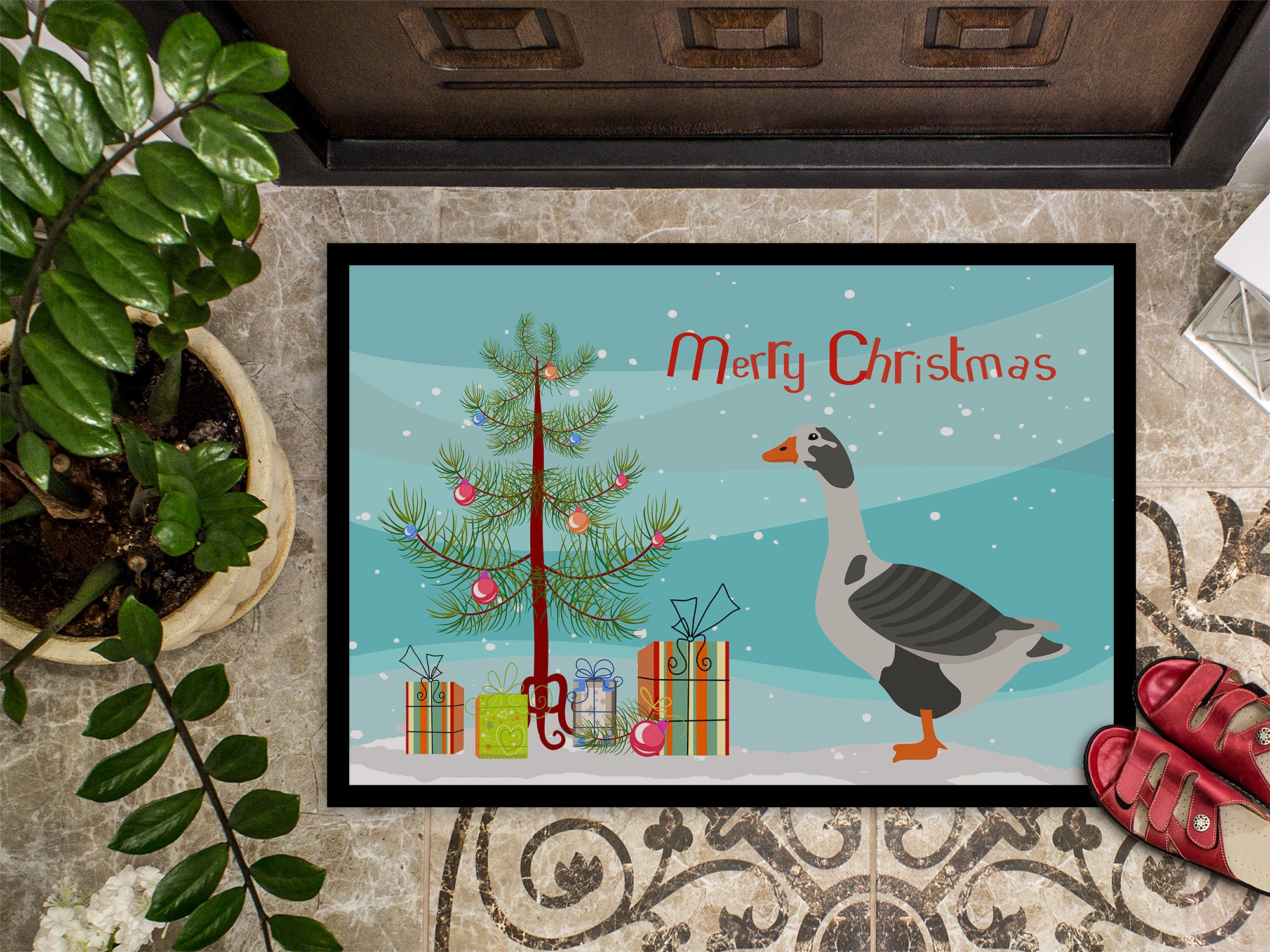 West of England Goose Christmas Indoor or Outdoor Mat 18x27 BB9262MAT - the-store.com