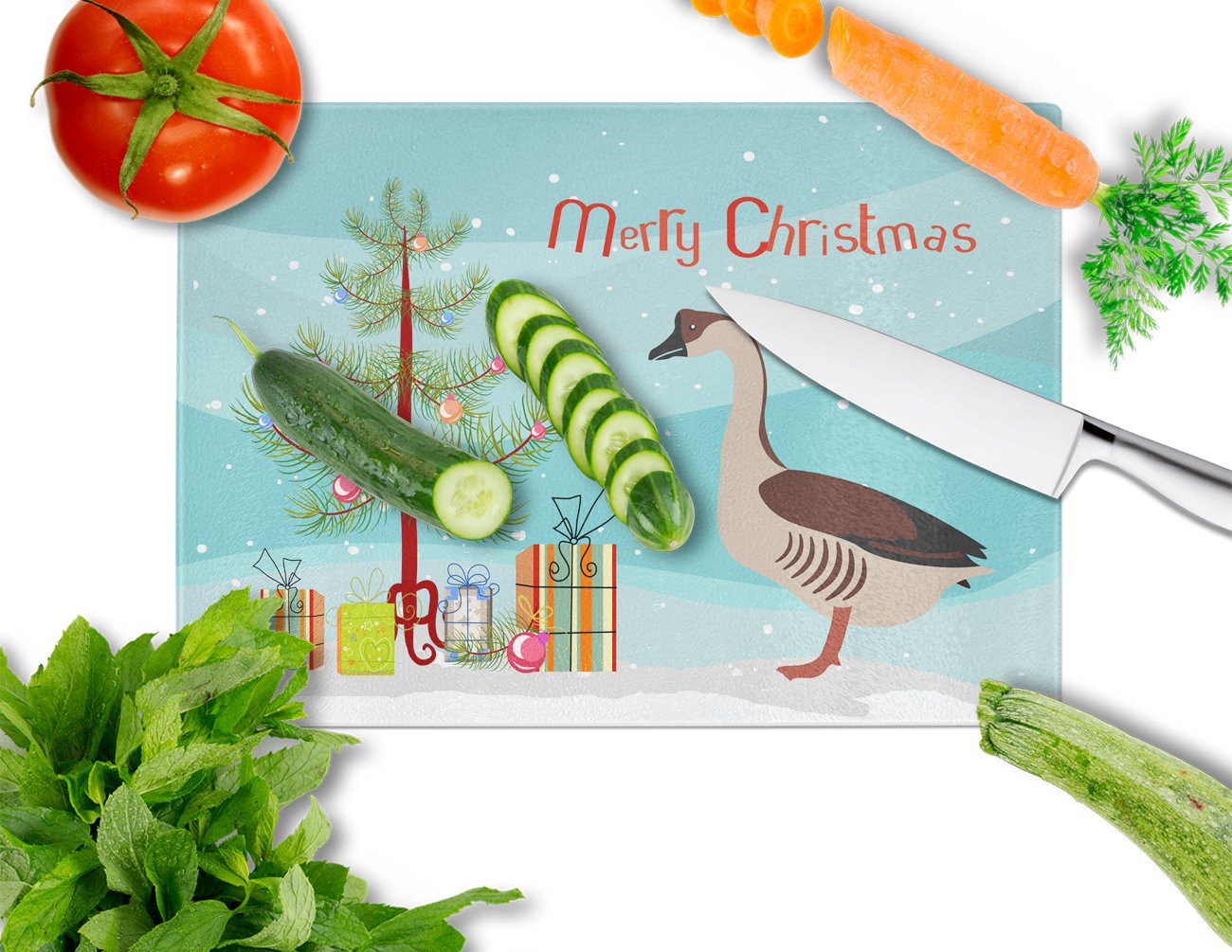 Chinese Goose Christmas Glass Cutting Board Large BB9263LCB by Caroline's Treasures