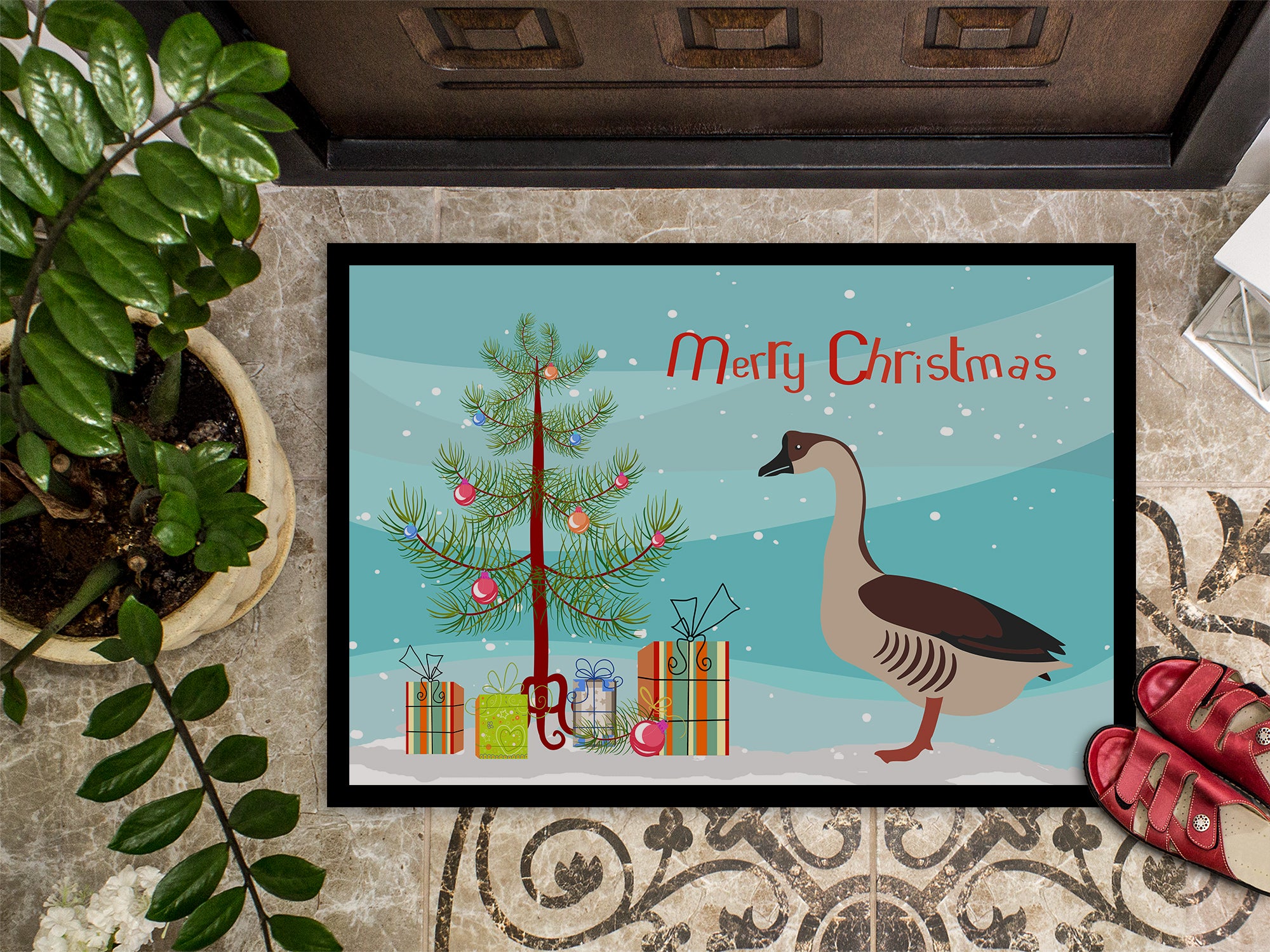 Chinese Goose Christmas Indoor or Outdoor Mat 18x27 BB9263MAT - the-store.com