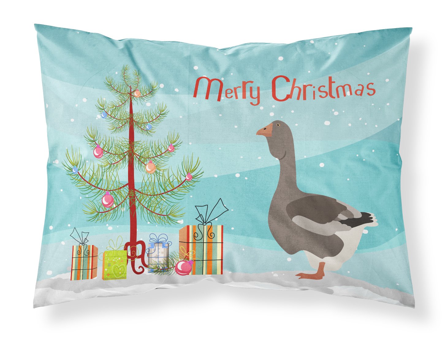 Toulouse Goose Christmas Fabric Standard Pillowcase BB9264PILLOWCASE by Caroline's Treasures