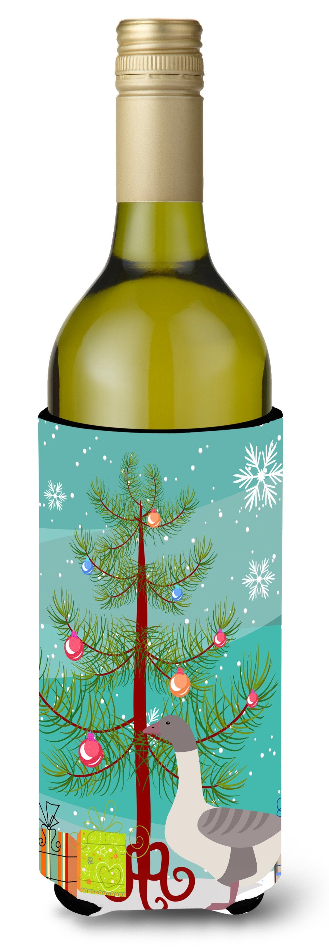 Buff Grey Back Goose Christmas Wine Bottle Beverge Insulator Hugger BB9268LITERK by Caroline&#39;s Treasures