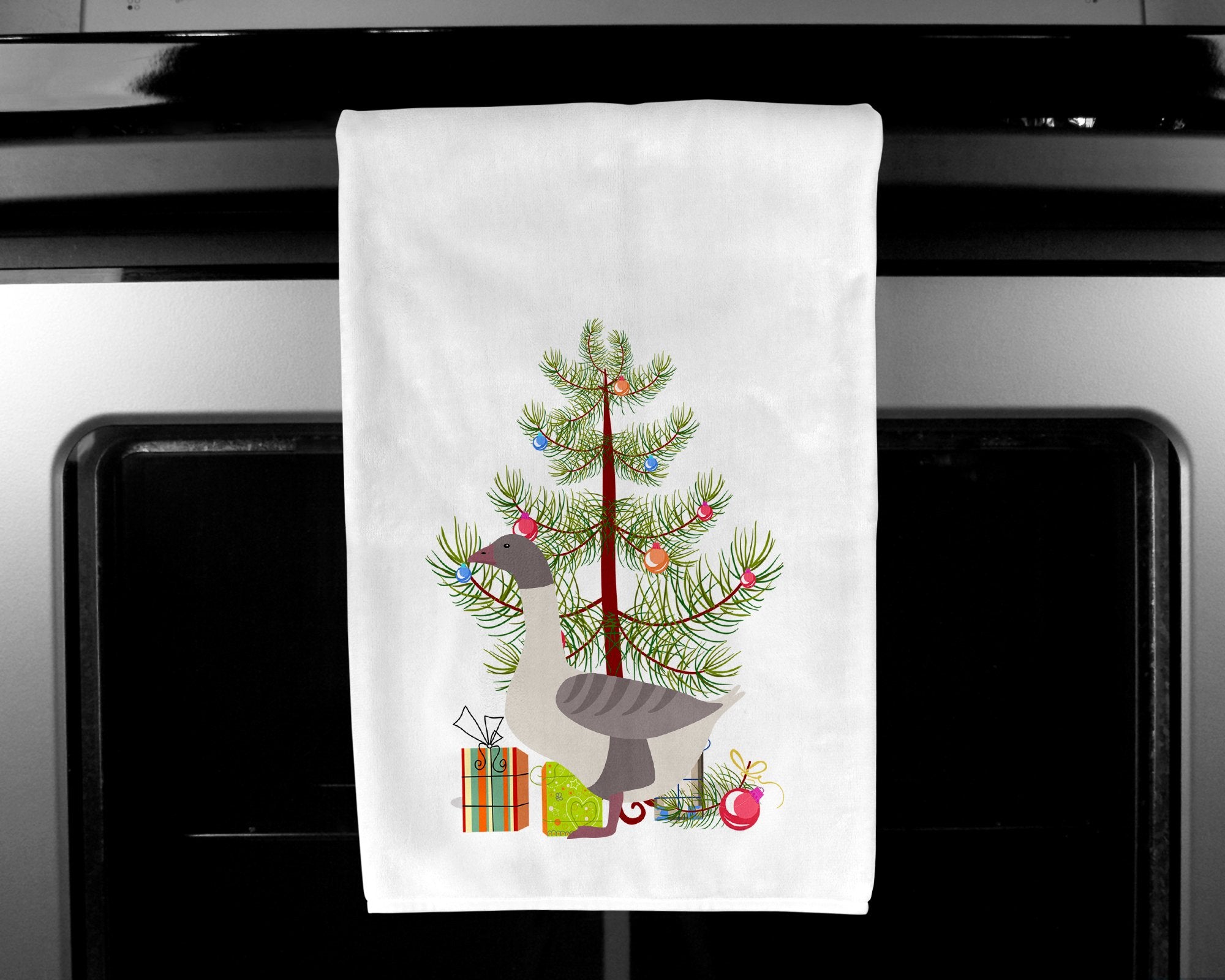 Buff Grey Back Goose Christmas White Kitchen Towel Set of 2 BB9268WTKT by Caroline's Treasures