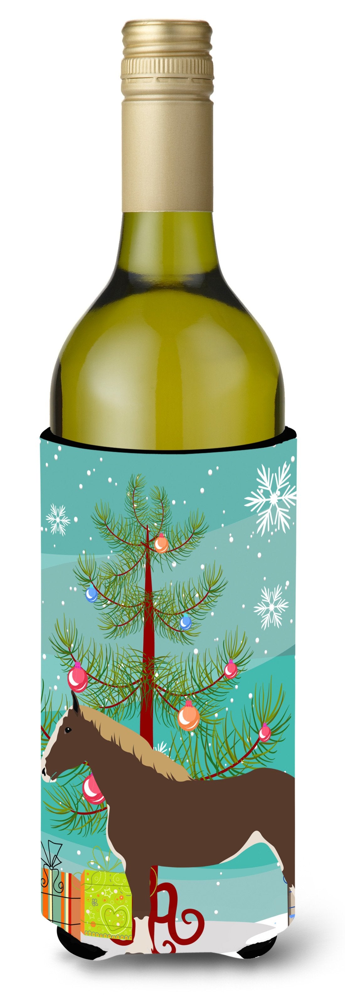 Percheron Horse Christmas Wine Bottle Beverge Insulator Hugger BB9273LITERK by Caroline&#39;s Treasures