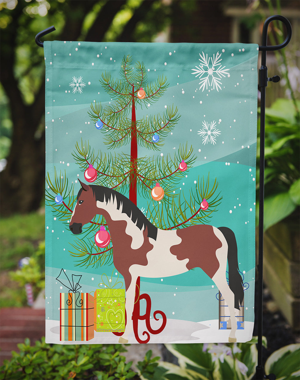 Pinto Horse Christmas Flag Garden Size BB9274GF