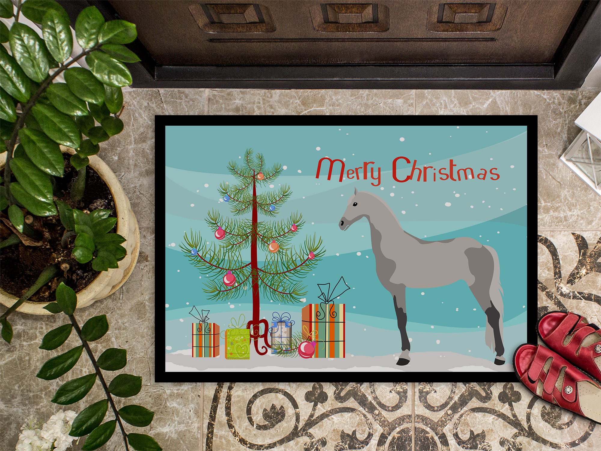 Orlov Trotter Horse Christmas Indoor or Outdoor Mat 18x27 BB9275MAT - the-store.com
