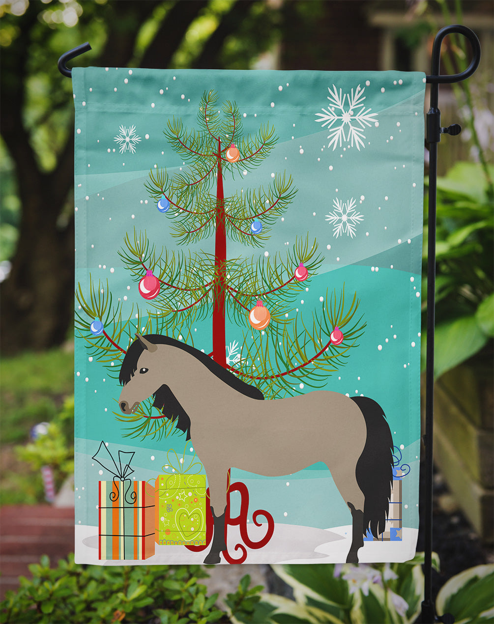 Welsh Pony Horse Christmas Flag Garden Size BB9277GF  the-store.com.