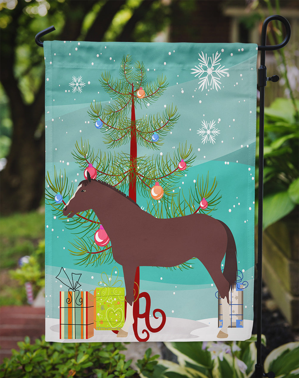 English Thoroughbred Horse Christmas Flag Garden Size BB9280GF