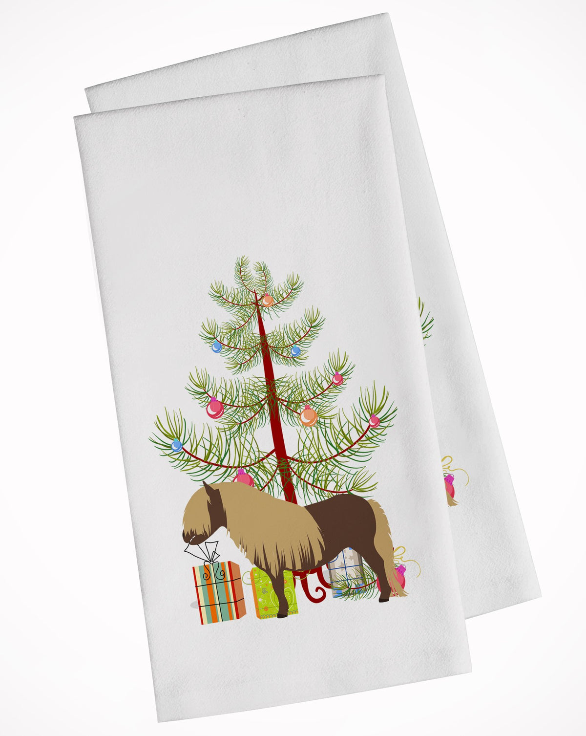 Shetland Pony Horse Christmas White Kitchen Towel Set of 2 BB9281WTKT by Caroline&#39;s Treasures