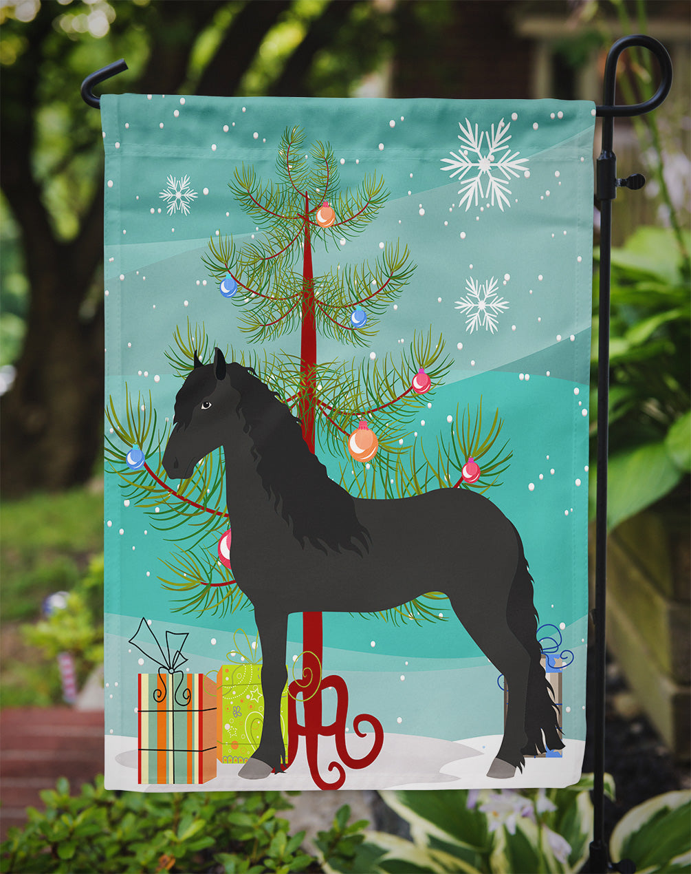 Friesian Horse Christmas Flag Garden Size BB9282GF