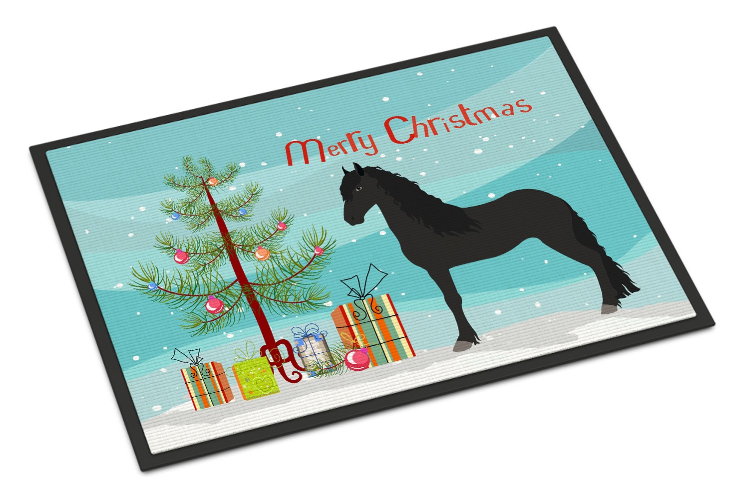 Friesian Horse Christmas Indoor or Outdoor Mat 24x36 BB9282JMAT by Caroline's Treasures