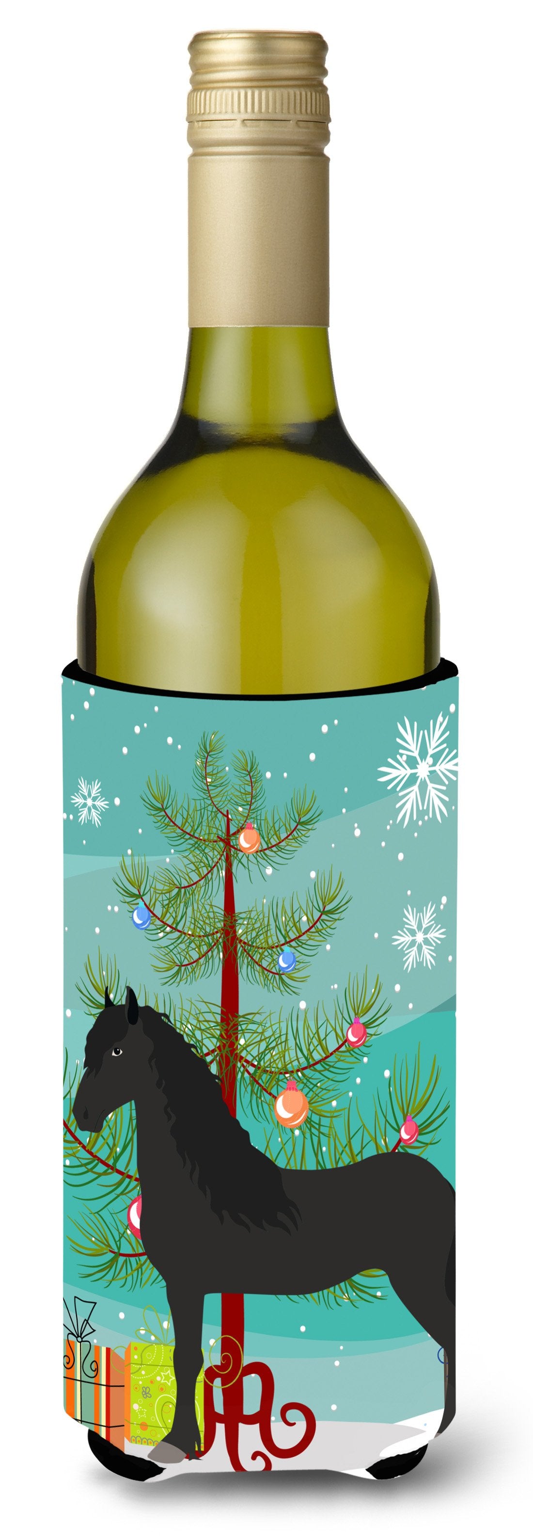Friesian Horse Christmas Wine Bottle Beverge Insulator Hugger BB9282LITERK by Caroline&#39;s Treasures