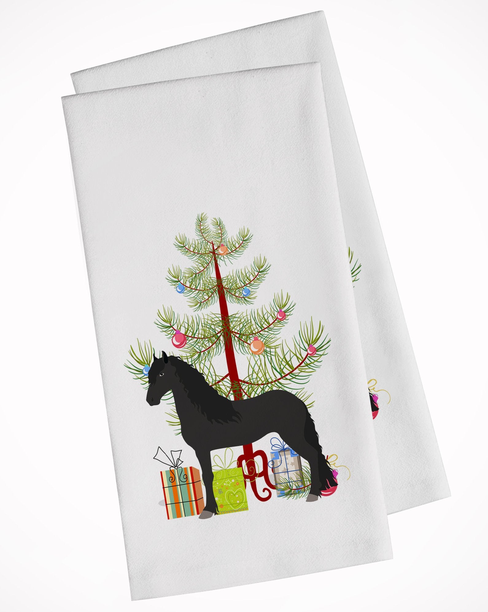 Friesian Horse Christmas White Kitchen Towel Set of 2 BB9282WTKT by Caroline's Treasures