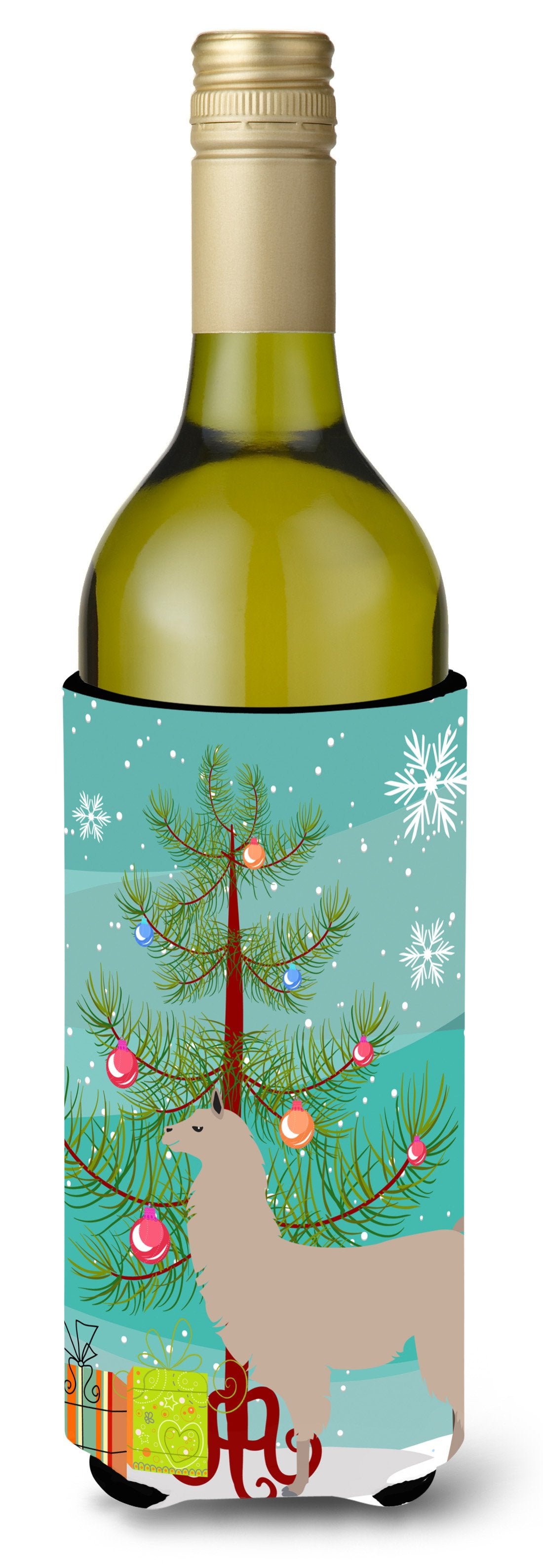 Llama Christmas Wine Bottle Beverge Insulator Hugger BB9283LITERK by Caroline&#39;s Treasures