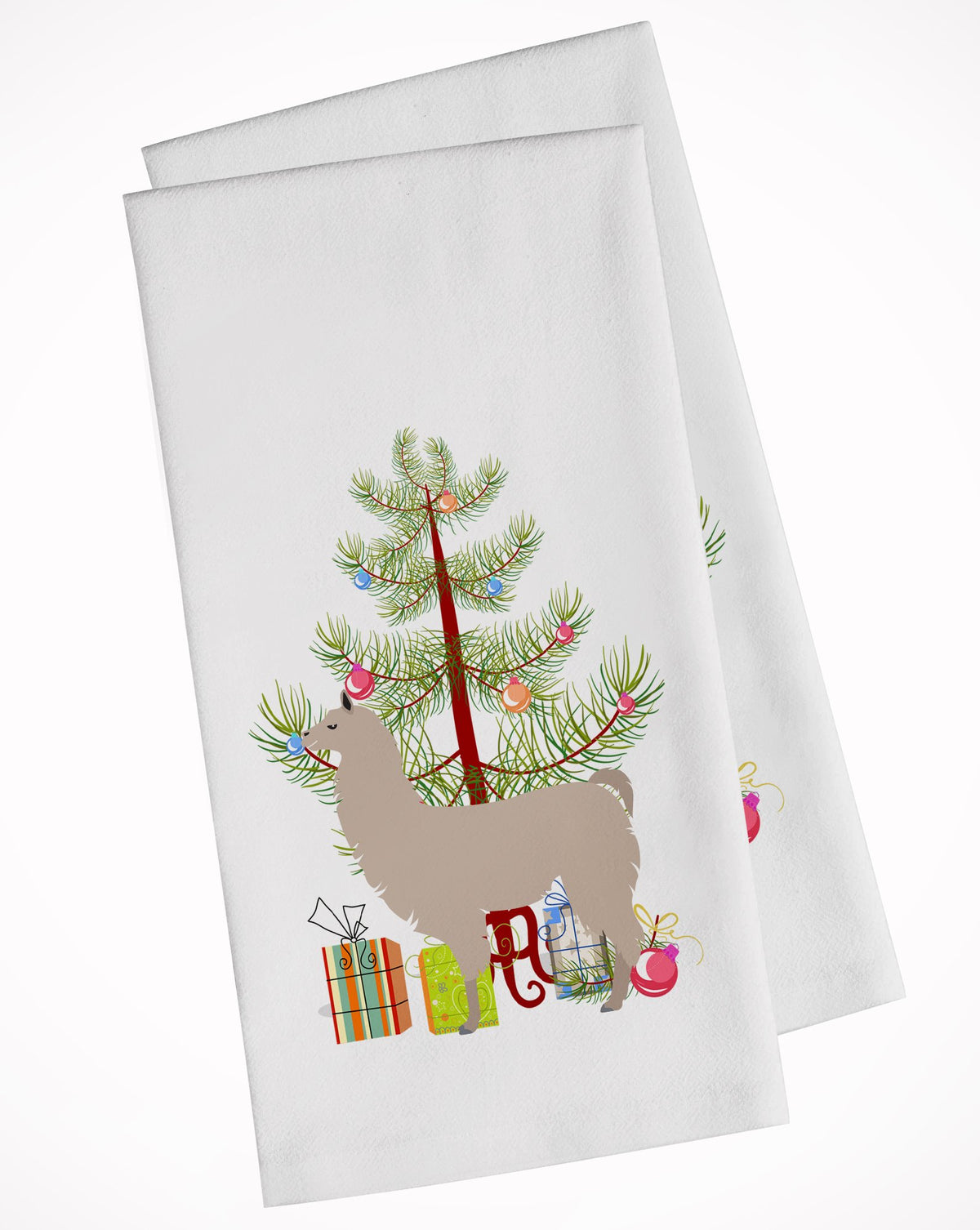Llama Christmas White Kitchen Towel Set of 2 BB9283WTKT by Caroline&#39;s Treasures