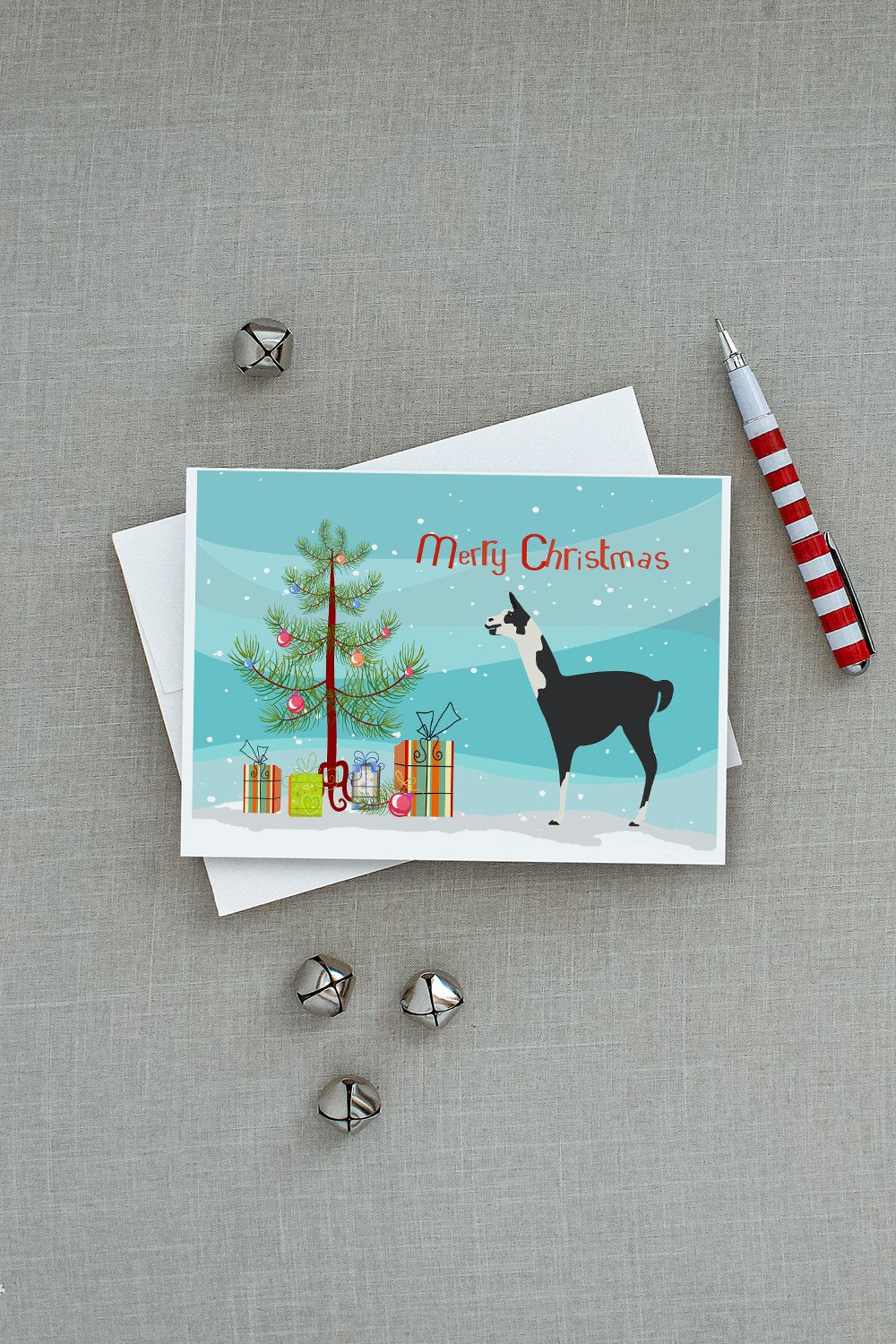Llama Q' Ara Christmas Greeting Cards and Envelopes Pack of 8 - the-store.com