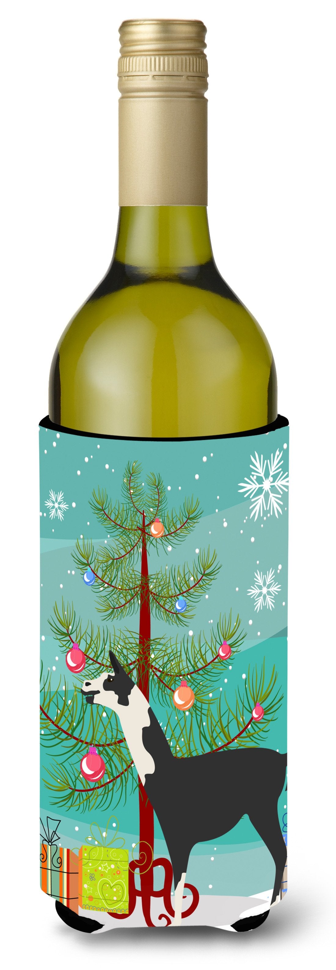 Llama Q&#39; Ara Christmas Wine Bottle Beverge Insulator Hugger BB9285LITERK by Caroline&#39;s Treasures