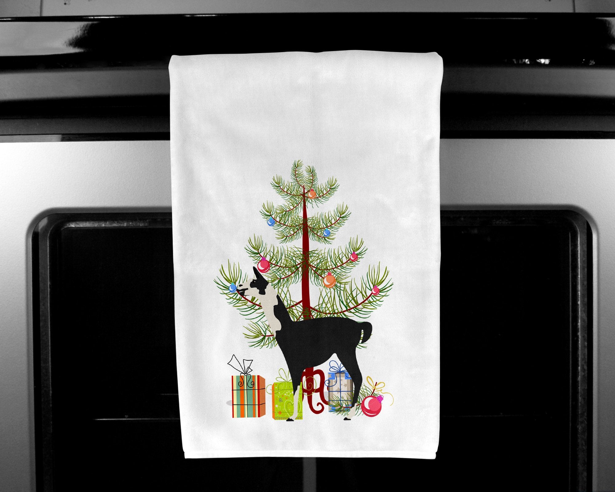 Llama Q' Ara Christmas White Kitchen Towel Set of 2 BB9285WTKT by Caroline's Treasures