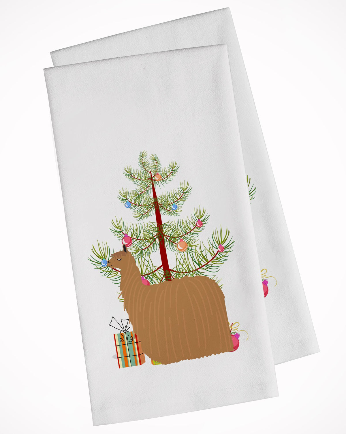 Alpaca Suri Christmas White Kitchen Towel Set of 2 BB9287WTKT by Caroline&#39;s Treasures