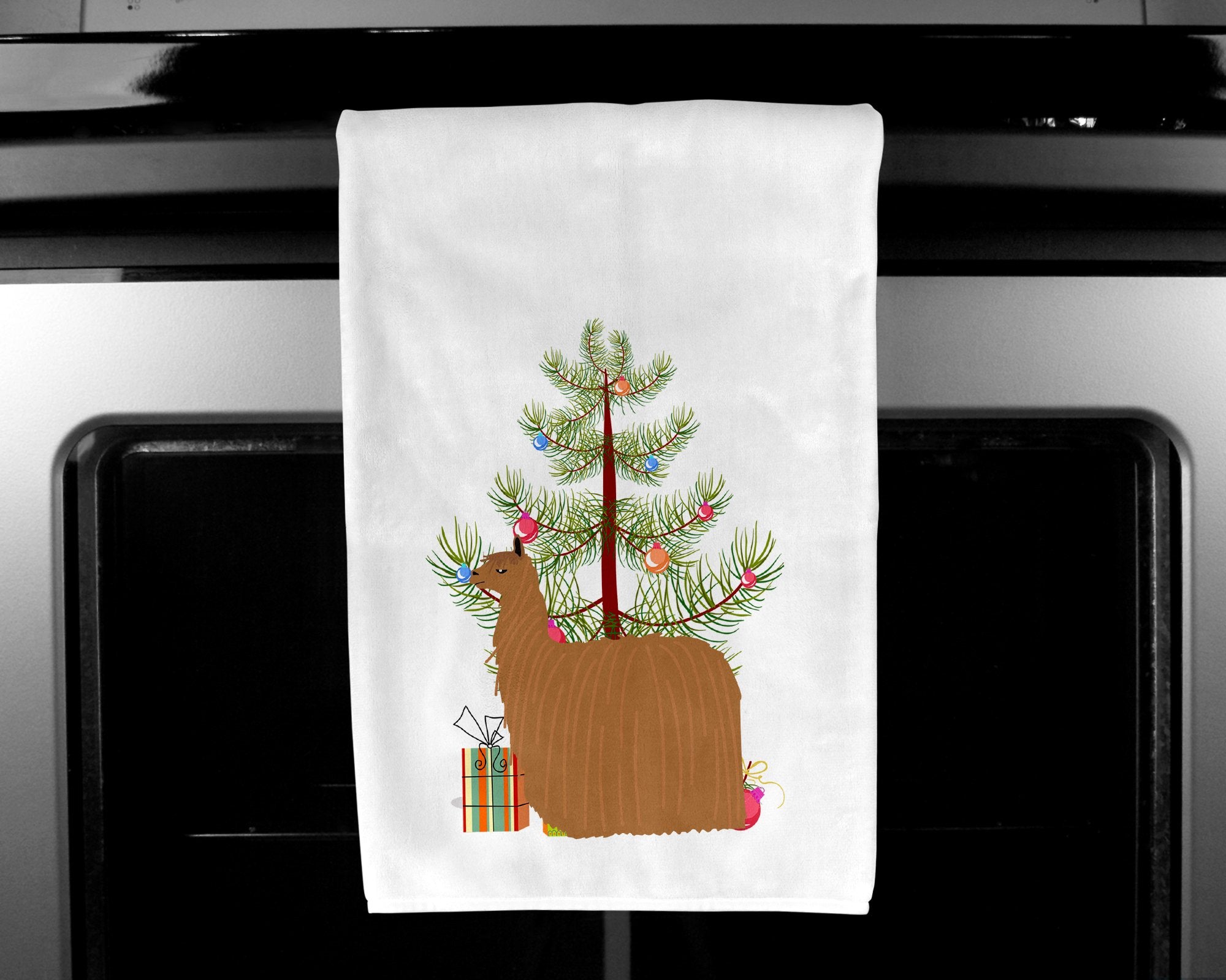 Alpaca Suri Christmas White Kitchen Towel Set of 2 BB9287WTKT by Caroline's Treasures