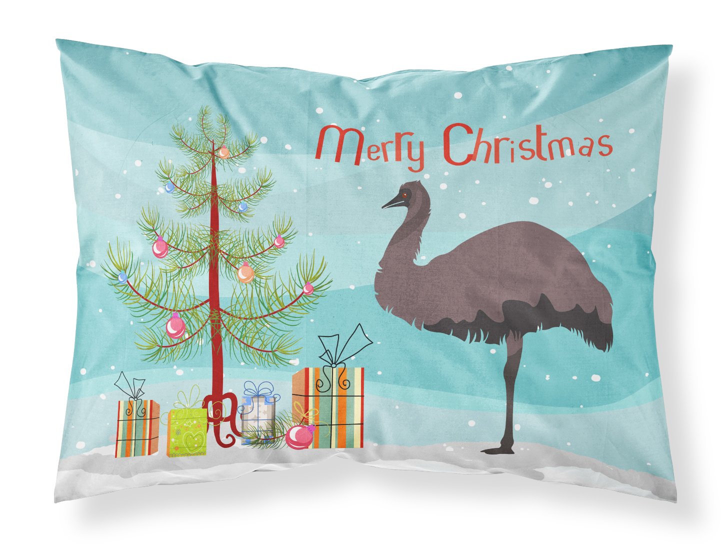 Emu Christmas Fabric Standard Pillowcase BB9289PILLOWCASE by Caroline's Treasures