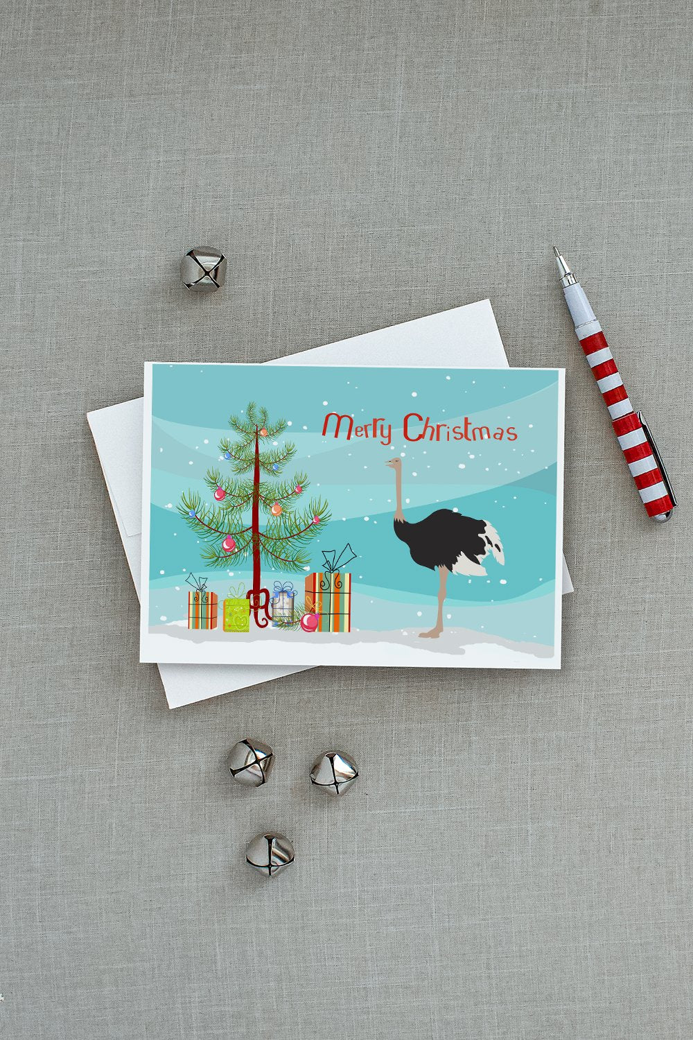Common Ostrich Christmas Greeting Cards and Envelopes Pack of 8 - the-store.com