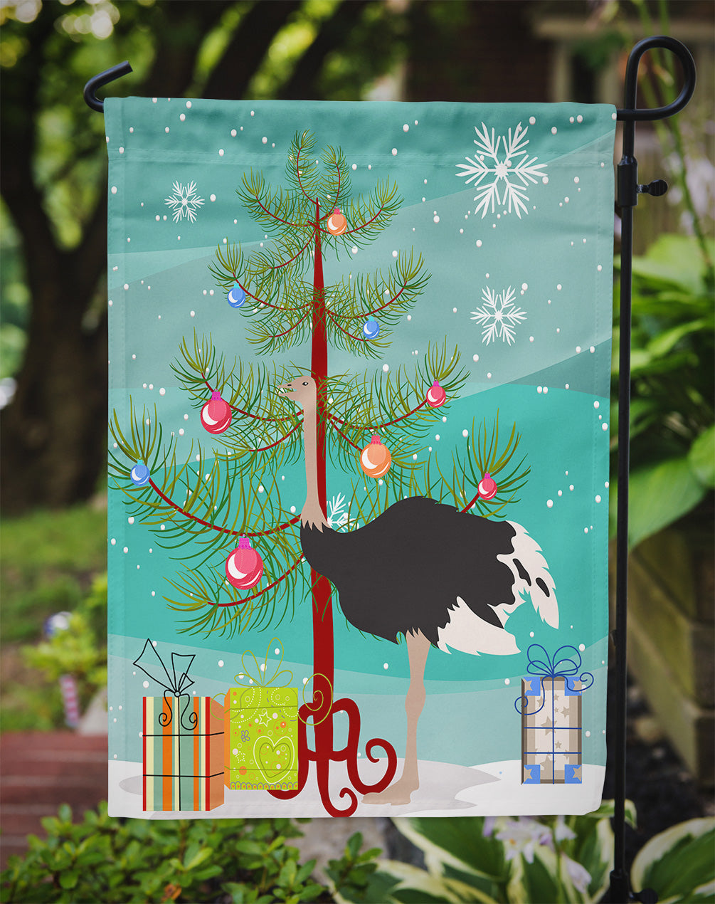 Common Ostrich Christmas Flag Garden Size BB9291GF  the-store.com.