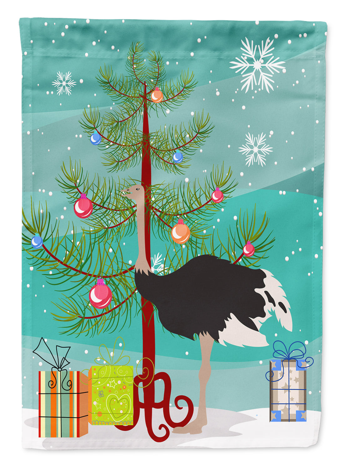 Common Ostrich Christmas Flag Garden Size BB9291GF  the-store.com.