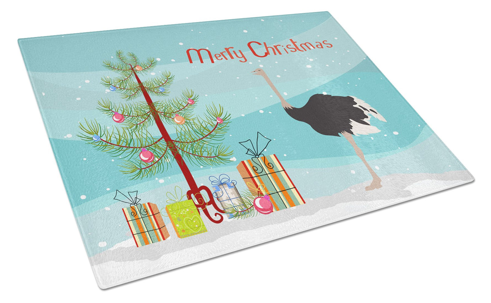 Common Ostrich Christmas Glass Cutting Board Large BB9291LCB by Caroline's Treasures