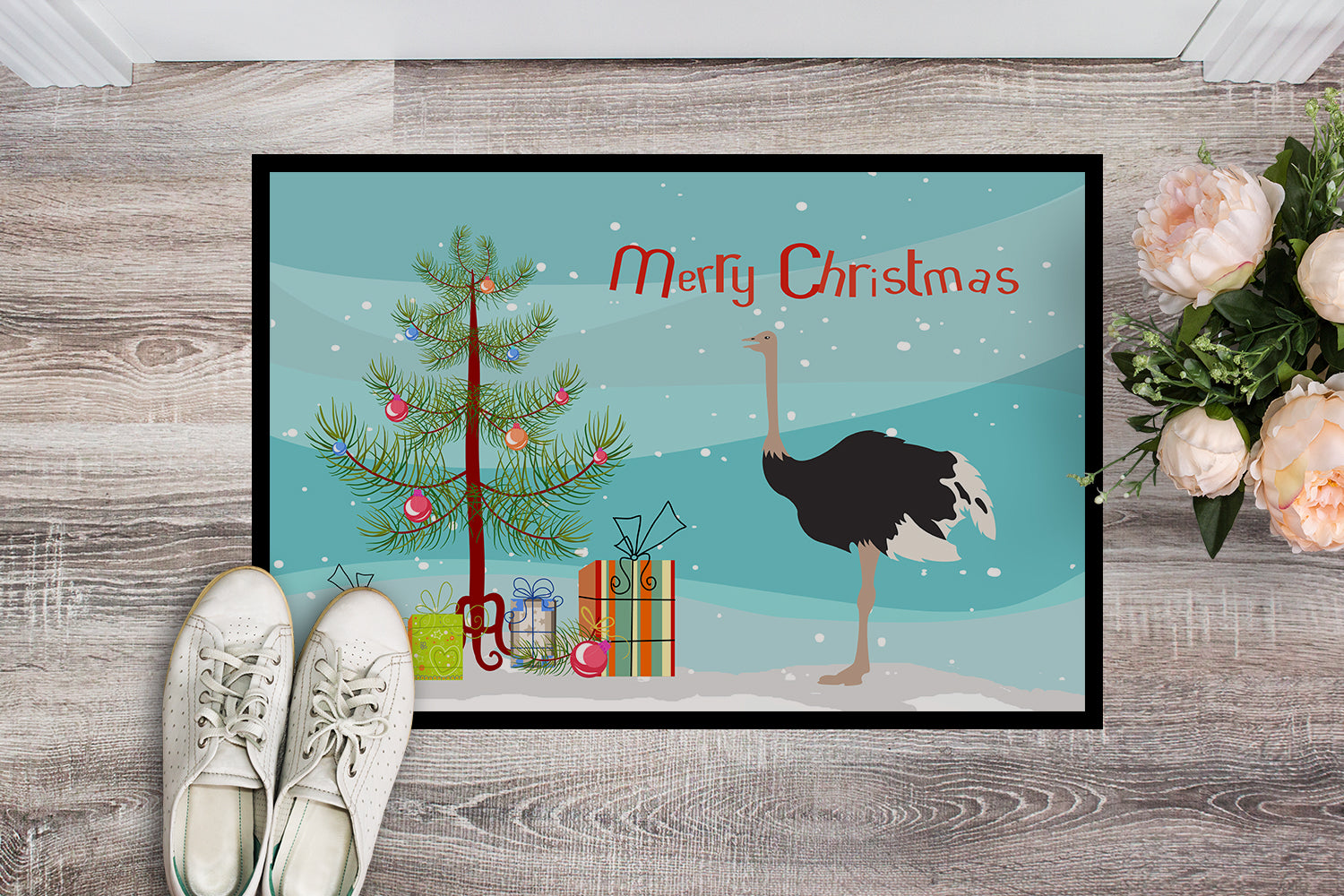 Common Ostrich Christmas Indoor or Outdoor Mat 18x27 BB9291MAT - the-store.com