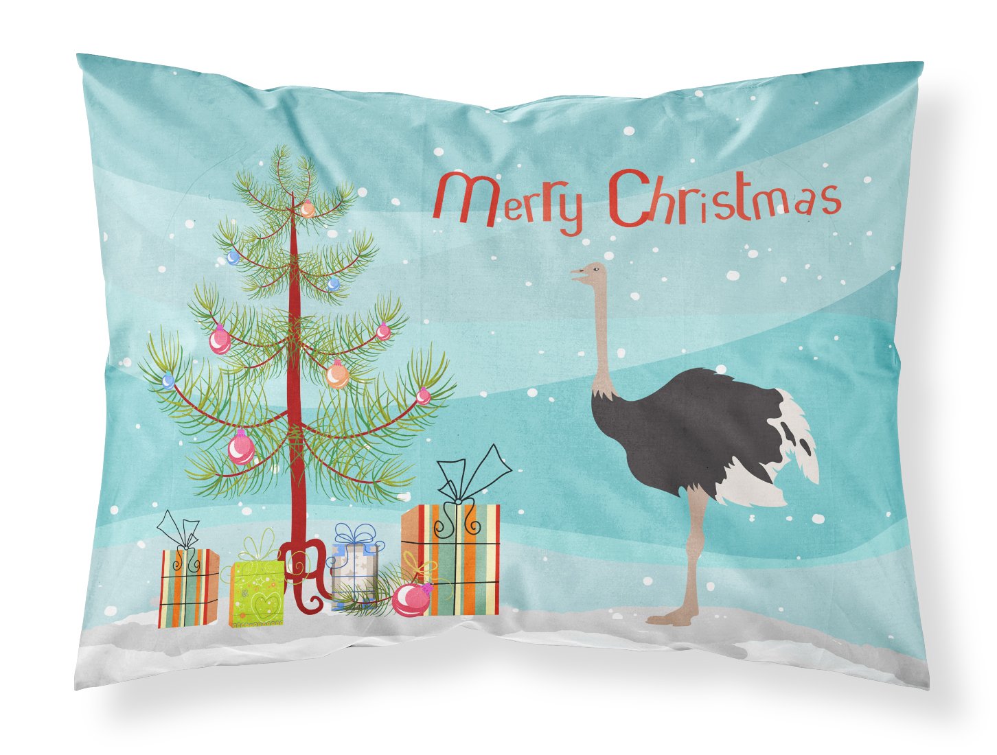 Common Ostrich Christmas Fabric Standard Pillowcase BB9291PILLOWCASE by Caroline's Treasures