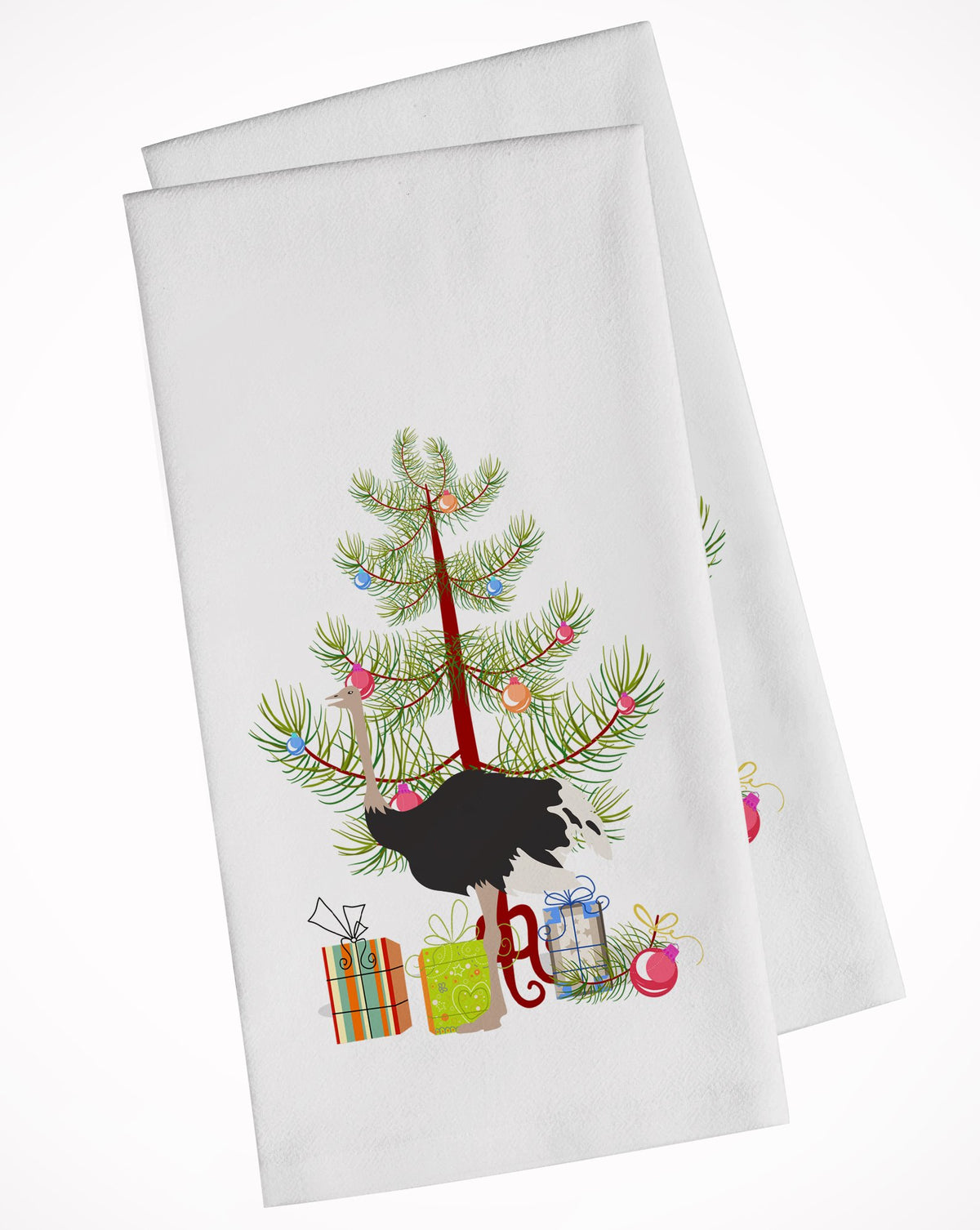 Common Ostrich Christmas White Kitchen Towel Set of 2 BB9291WTKT by Caroline&#39;s Treasures