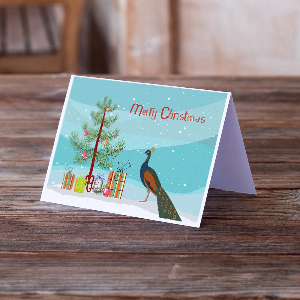 Indian Peacock Peafowl Christmas Greeting Cards and Envelopes Pack of 8 - the-store.com