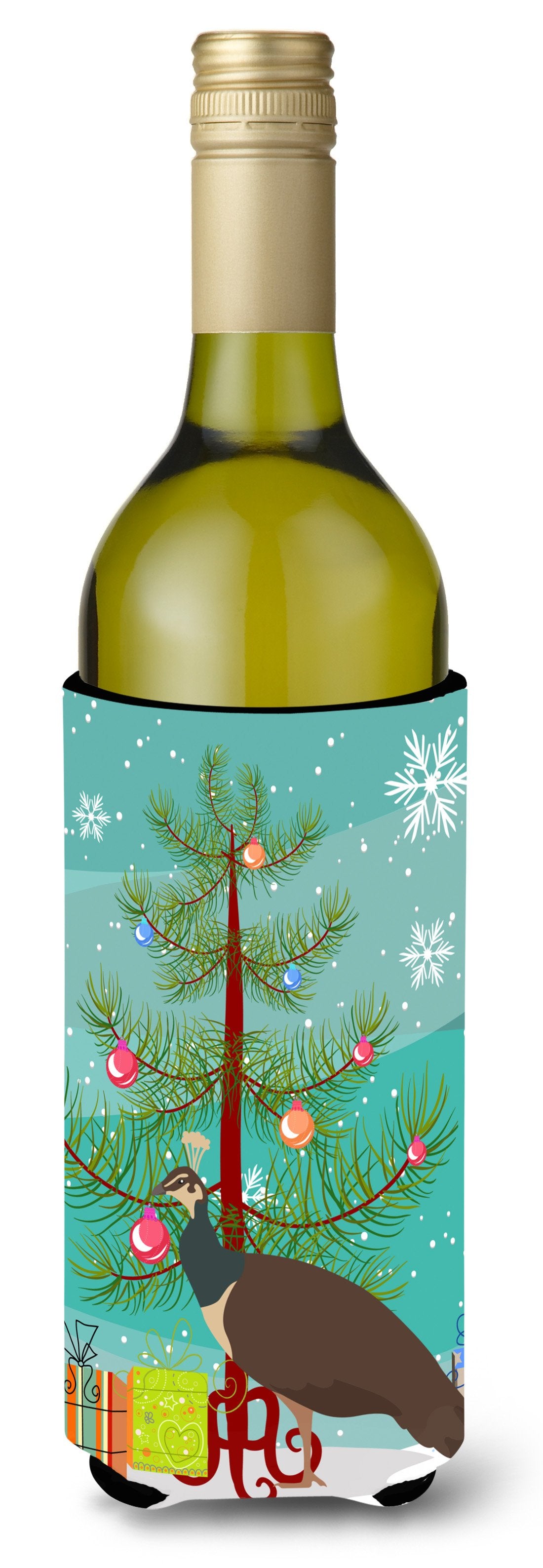 Indian Peahen Peafowl Christmas Wine Bottle Beverge Insulator Hugger BB9294LITERK by Caroline's Treasures