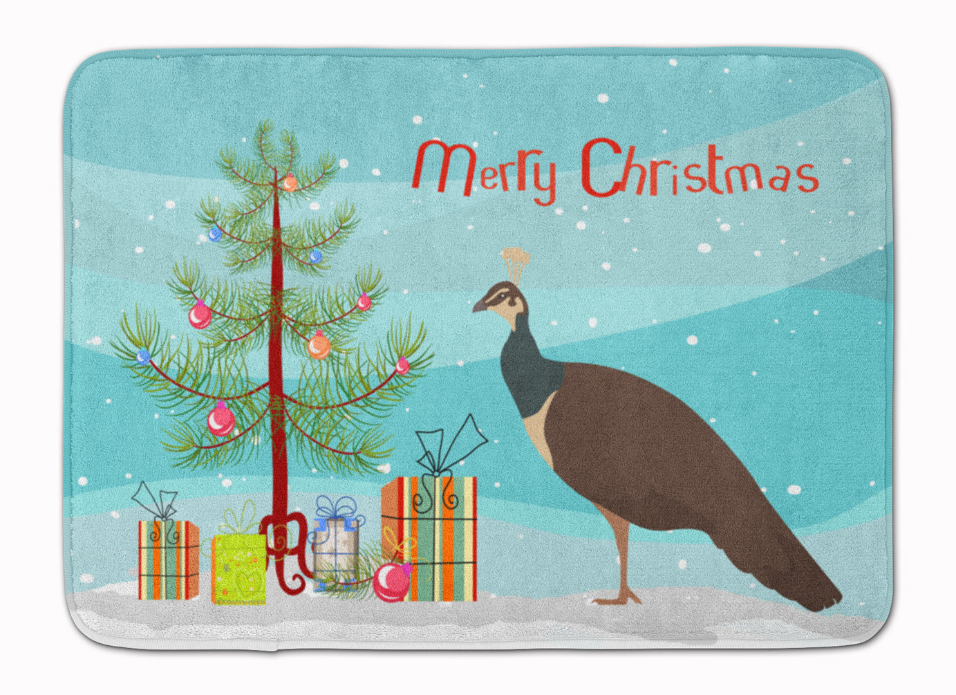 Indian Peahen Peafowl Christmas Machine Washable Memory Foam Mat BB9294RUG - the-store.com