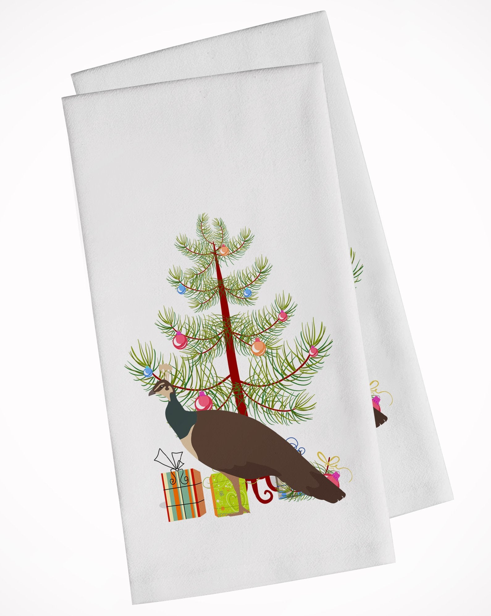 Indian Peahen Peafowl Christmas White Kitchen Towel Set of 2 BB9294WTKT by Caroline's Treasures