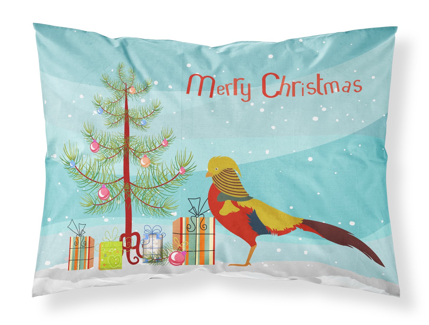 Golden or Chinese Pheasant Christmas Fabric Standard Pillowcase BB9295PILLOWCASE by Caroline's Treasures