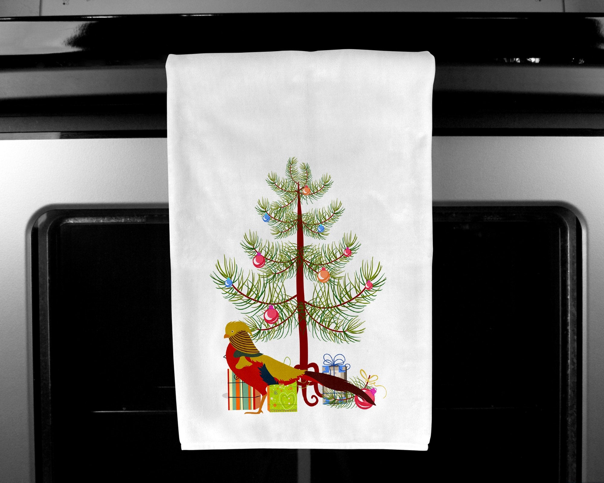 Golden or Chinese Pheasant Christmas White Kitchen Towel Set of 2 BB9295WTKT by Caroline's Treasures