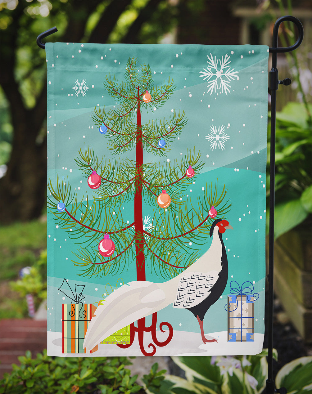 Silver Pheasant Christmas Flag Garden Size BB9296GF