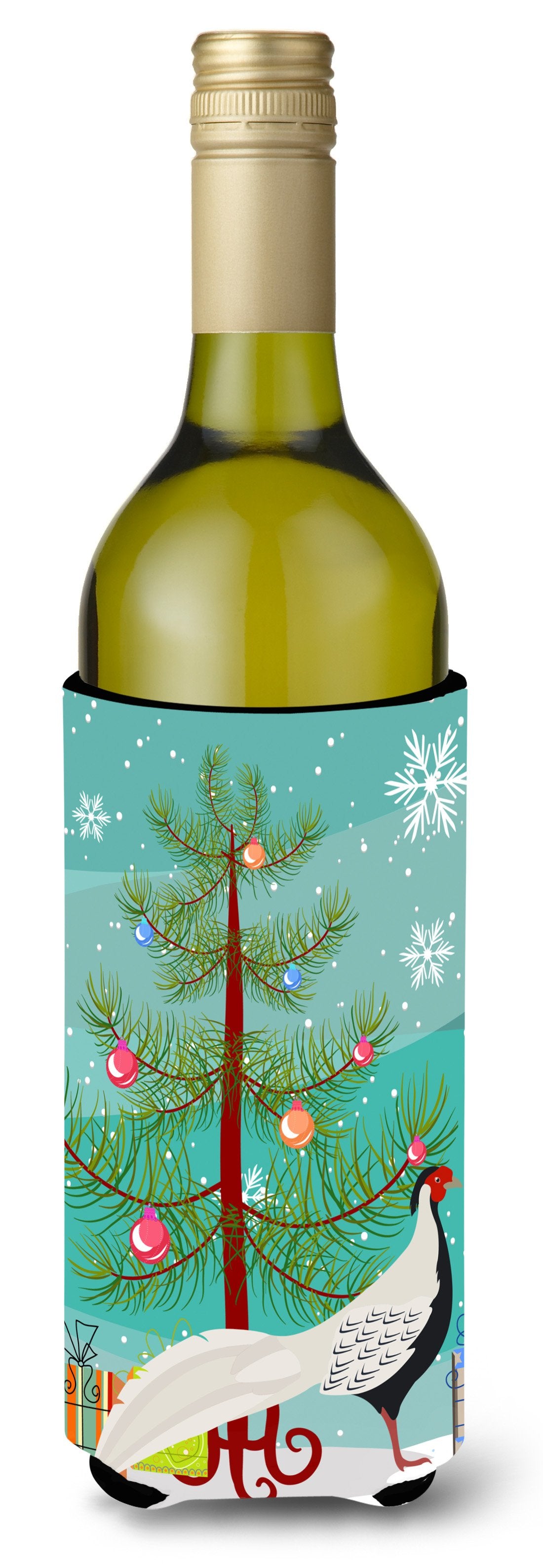 Silver Pheasant Christmas Wine Bottle Beverge Insulator Hugger BB9296LITERK by Caroline&#39;s Treasures
