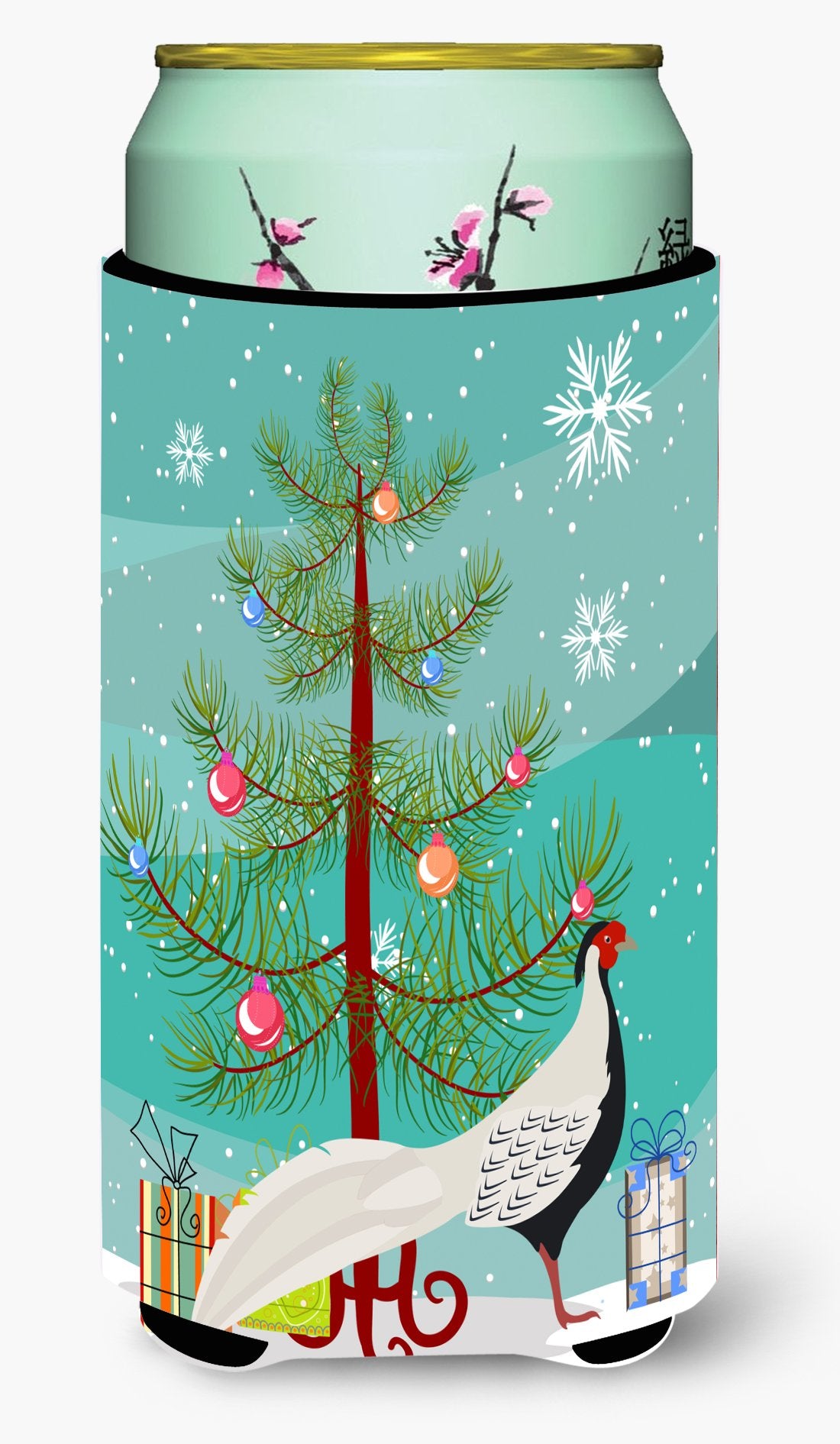 Silver Pheasant Christmas Tall Boy Beverage Insulator Hugger BB9296TBC by Caroline&#39;s Treasures