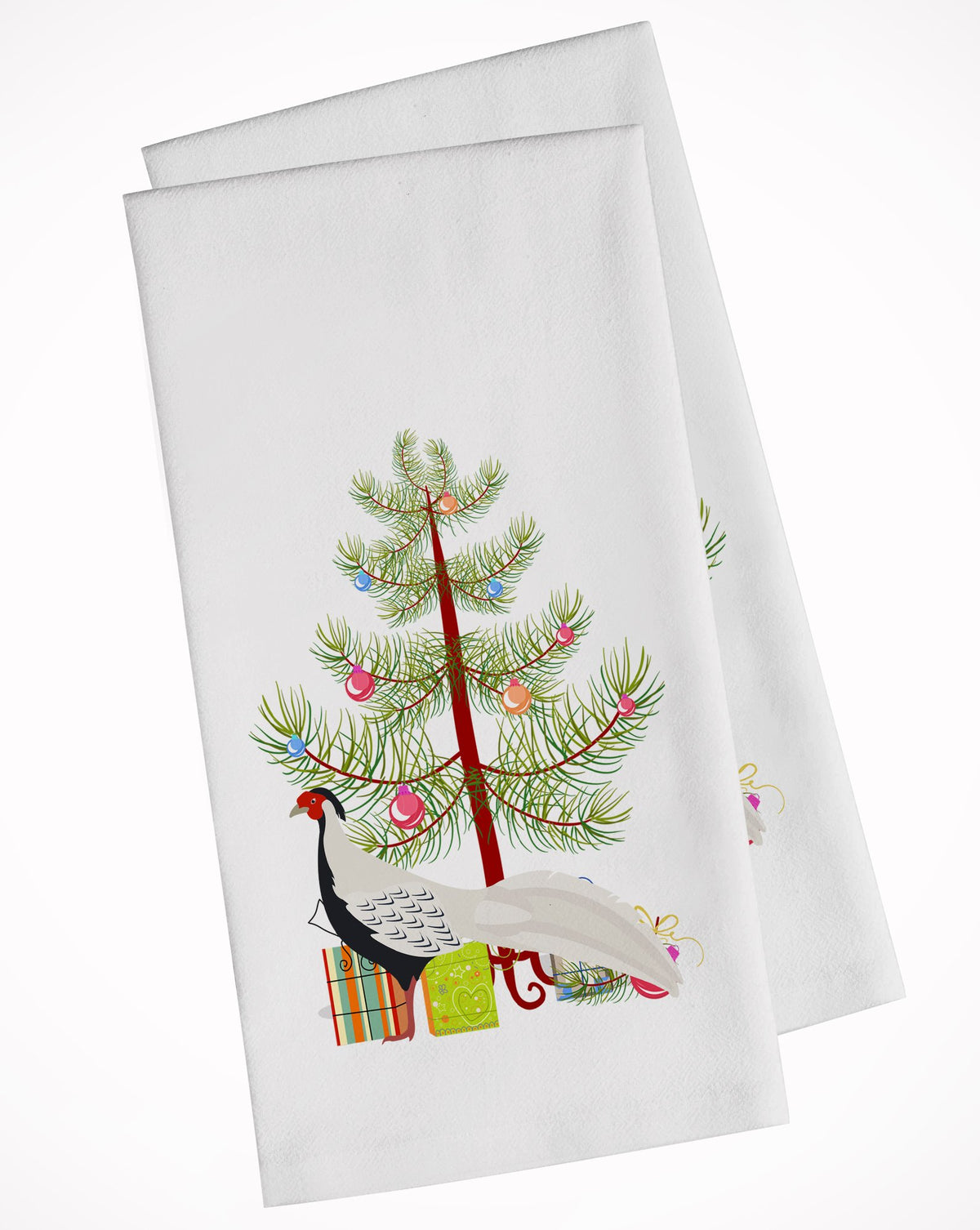 Silver Pheasant Christmas White Kitchen Towel Set of 2 BB9296WTKT by Caroline&#39;s Treasures