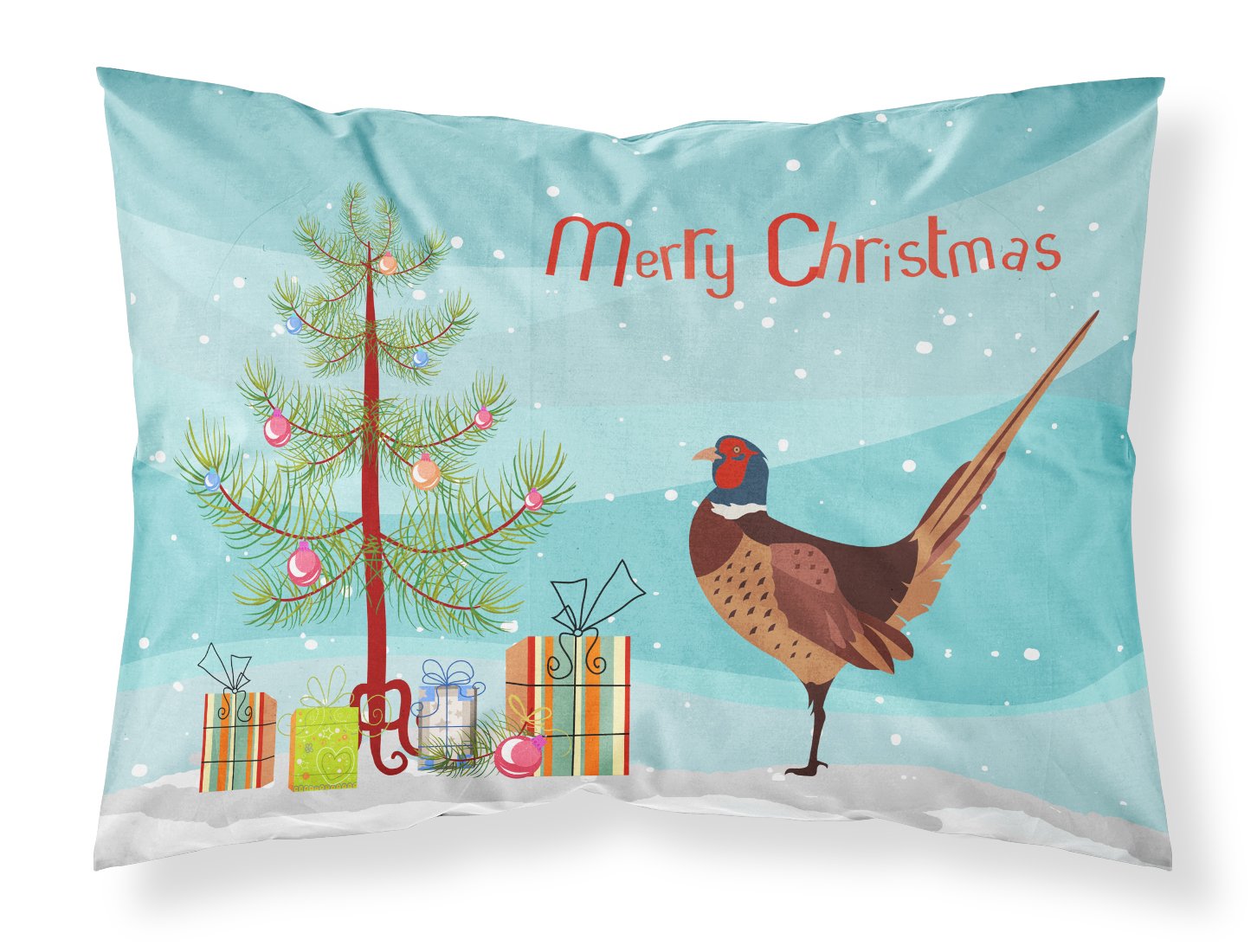 Ring-necked Common Pheasant Christmas Fabric Standard Pillowcase BB9297PILLOWCASE by Caroline's Treasures