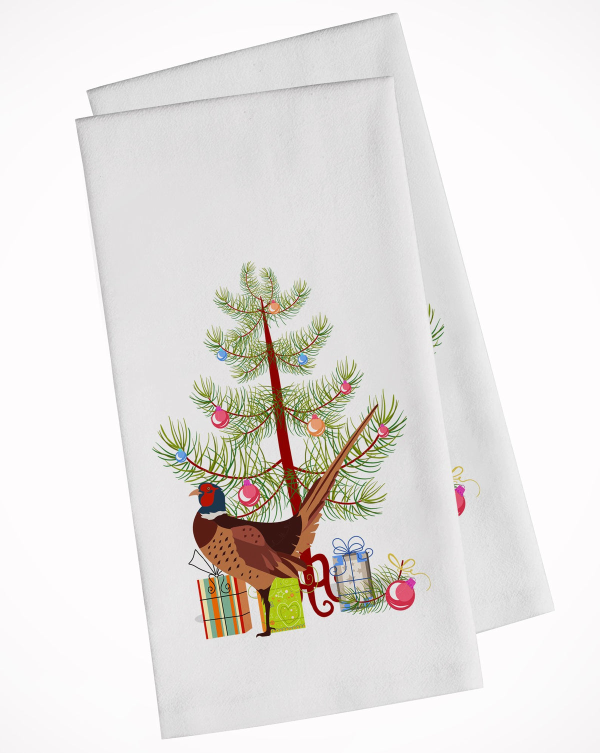 Ring-necked Common Pheasant Christmas White Kitchen Towel Set of 2 BB9297WTKT by Caroline&#39;s Treasures