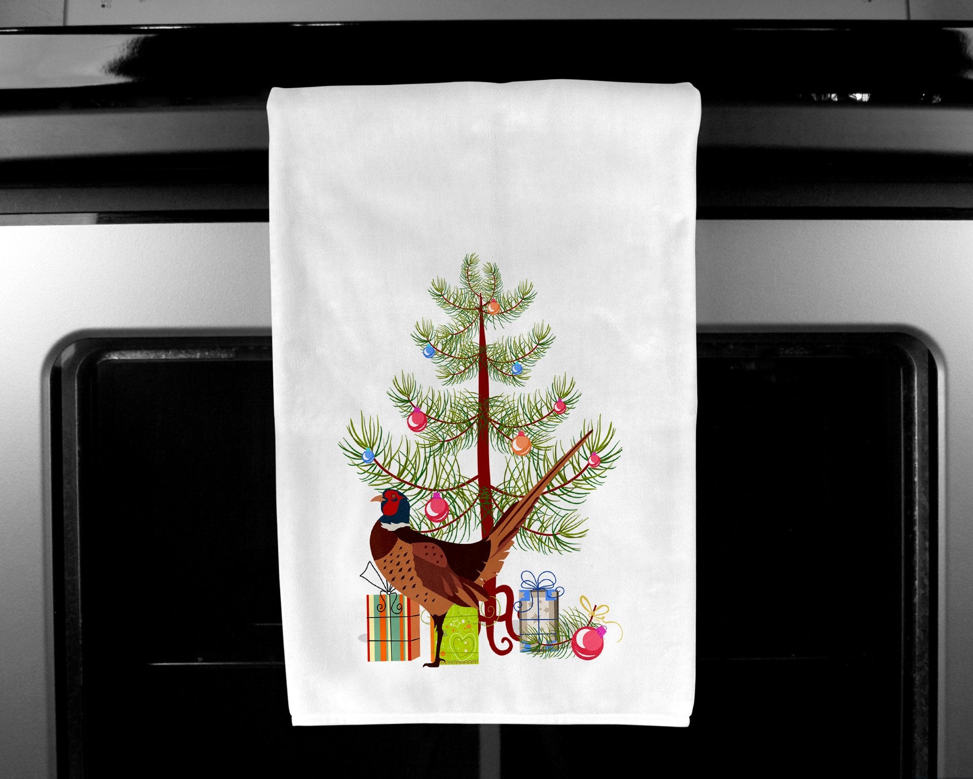 Ring-necked Common Pheasant Christmas White Kitchen Towel Set of 2 BB9297WTKT by Caroline's Treasures