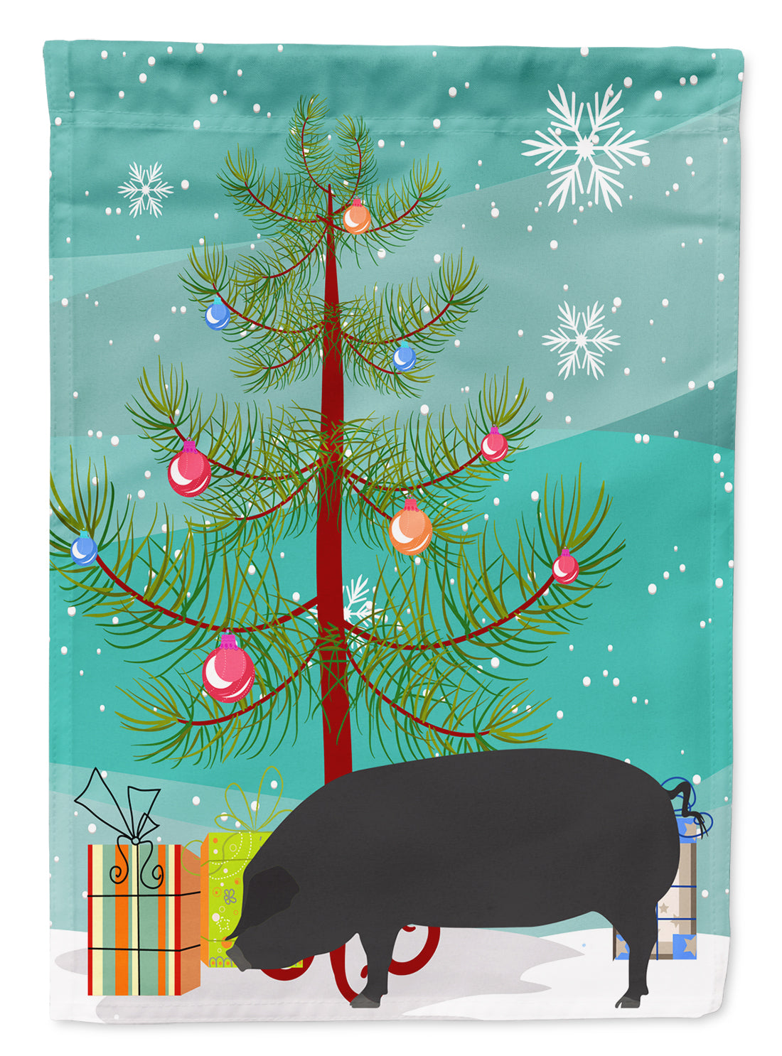 Devon Large Black Pig Christmas Flag Garden Size BB9298GF