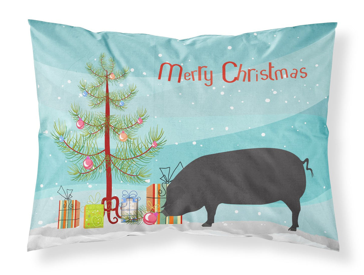 Devon Large Black Pig Christmas Fabric Standard Pillowcase BB9298PILLOWCASE by Caroline&#39;s Treasures