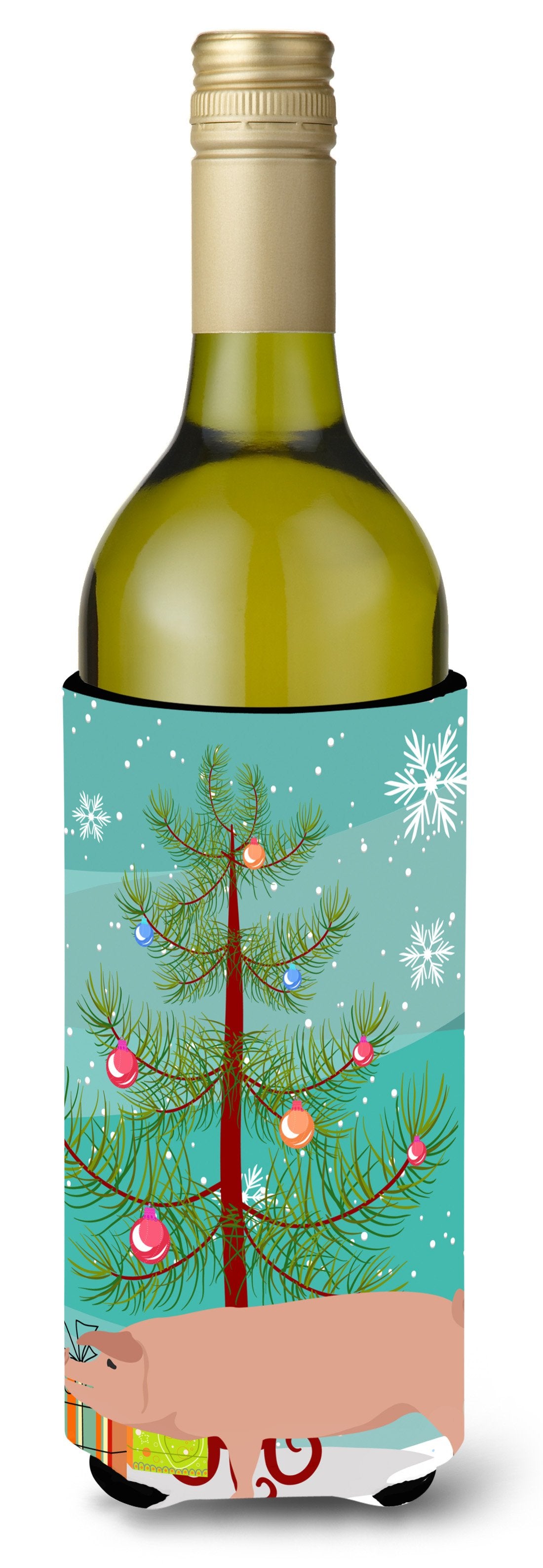 American Landrace Pig Christmas Wine Bottle Beverge Insulator Hugger BB9299LITERK by Caroline&#39;s Treasures