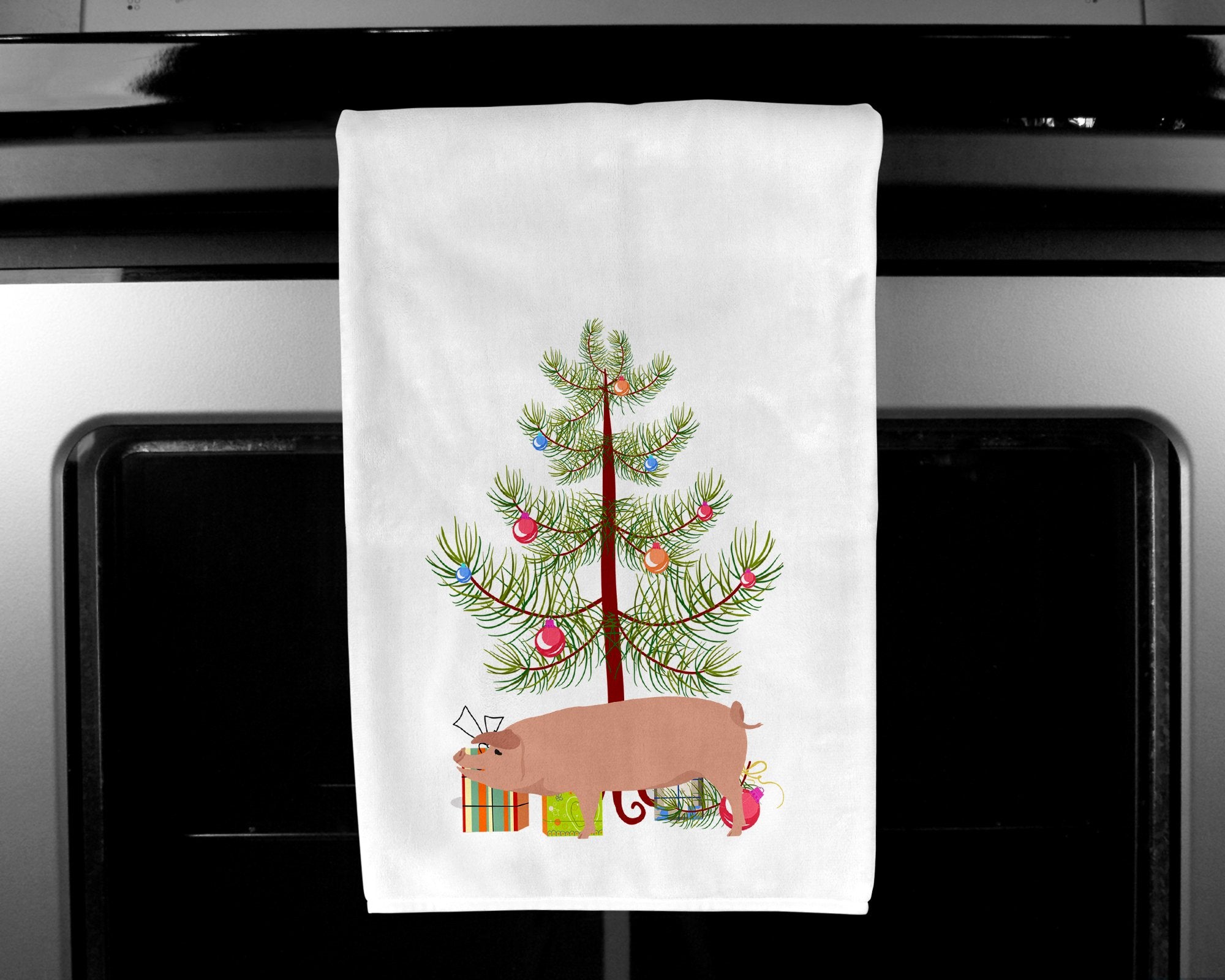 American Landrace Pig Christmas White Kitchen Towel Set of 2 BB9299WTKT by Caroline's Treasures
