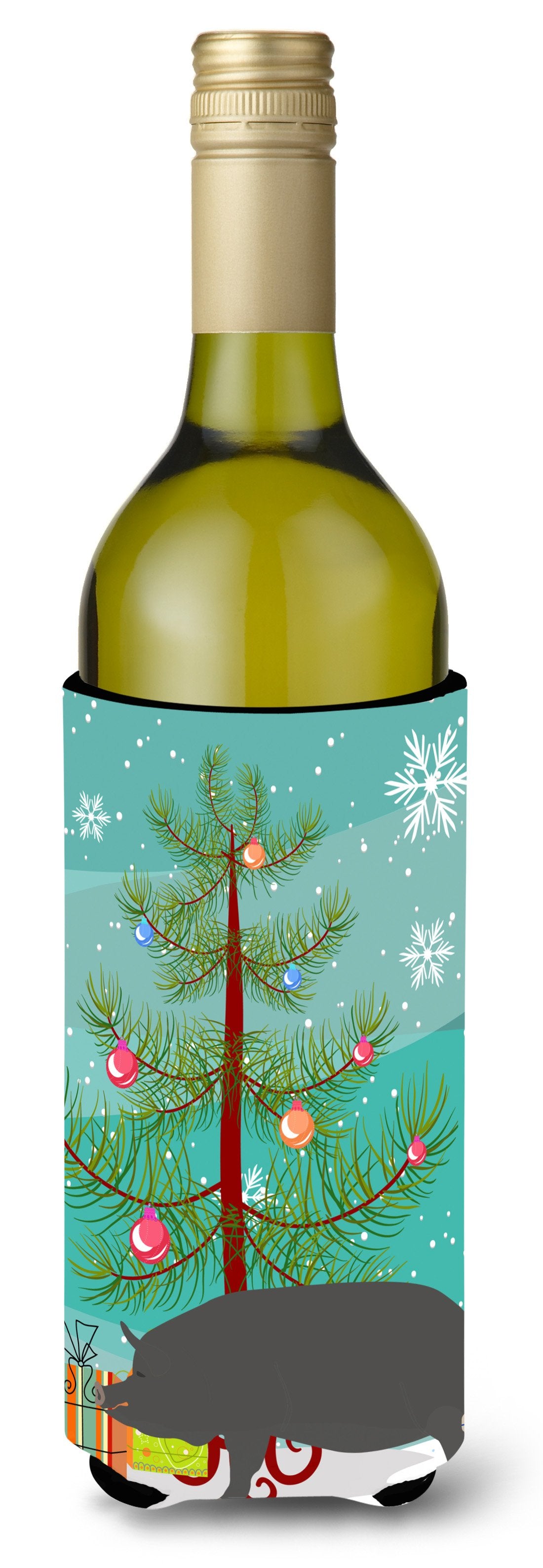 Berkshire Pig Christmas Wine Bottle Beverge Insulator Hugger BB9300LITERK by Caroline&#39;s Treasures