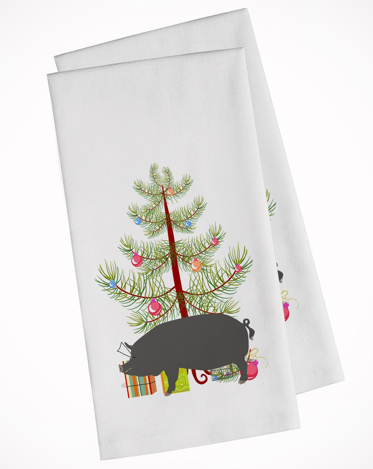 Berkshire Pig Christmas White Kitchen Towel Set of 2 BB9300WTKT by Caroline&#39;s Treasures